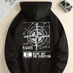 Green Compass Pattern Hoodie | Casual Pullover for All Seasons