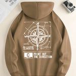 Green Compass Pattern Hoodie | Casual Pullover for All Seasons