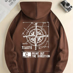 Green Compass Pattern Hoodie | Casual Pullover for All Seasons