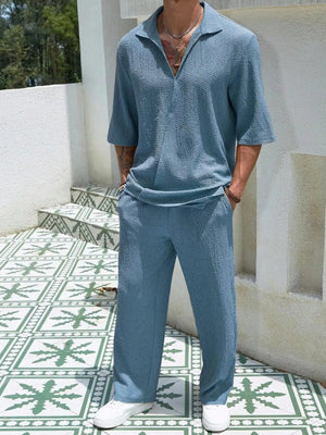 Breathable Polyester Spandex Men’s Two-Piece Set