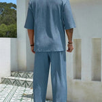 Buttoned Top and Matching Pants Men’s Set