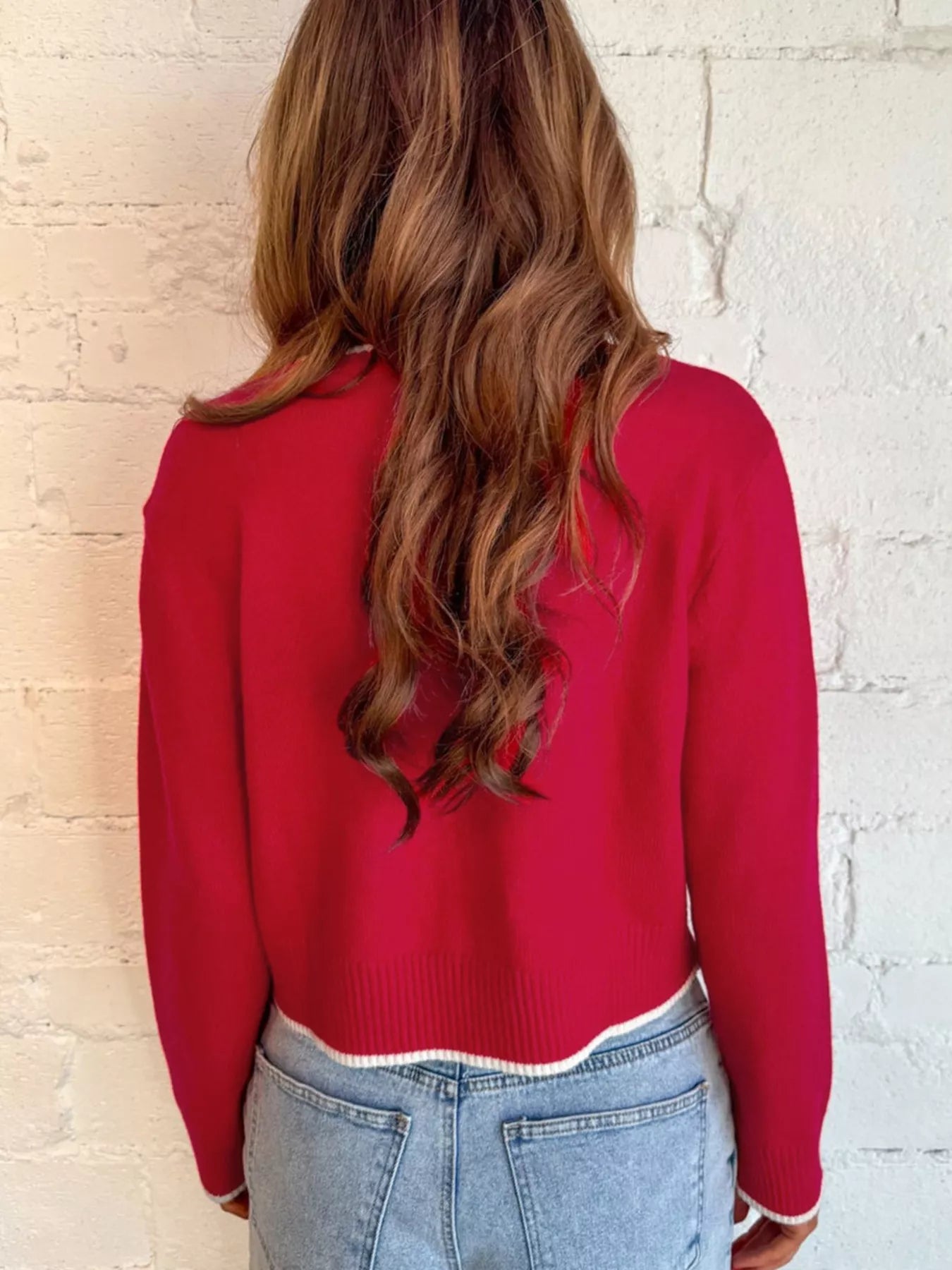 Cozy Holiday Cropped Sweater with Bow Detail