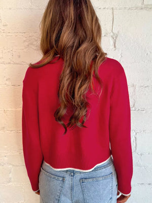 Cozy Holiday Cropped Sweater with Bow Detail