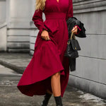 Women’s chic tiered midi dress with ruched detail