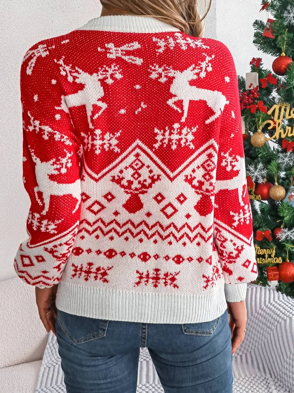 Cozy holiday party round neck Christmas sweater