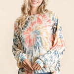 fashoner BiBi Tie Dye Print Terry Pullover back view – casual tie dye fashion