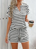 Fashoner casual striped short sleeve top and shorts set