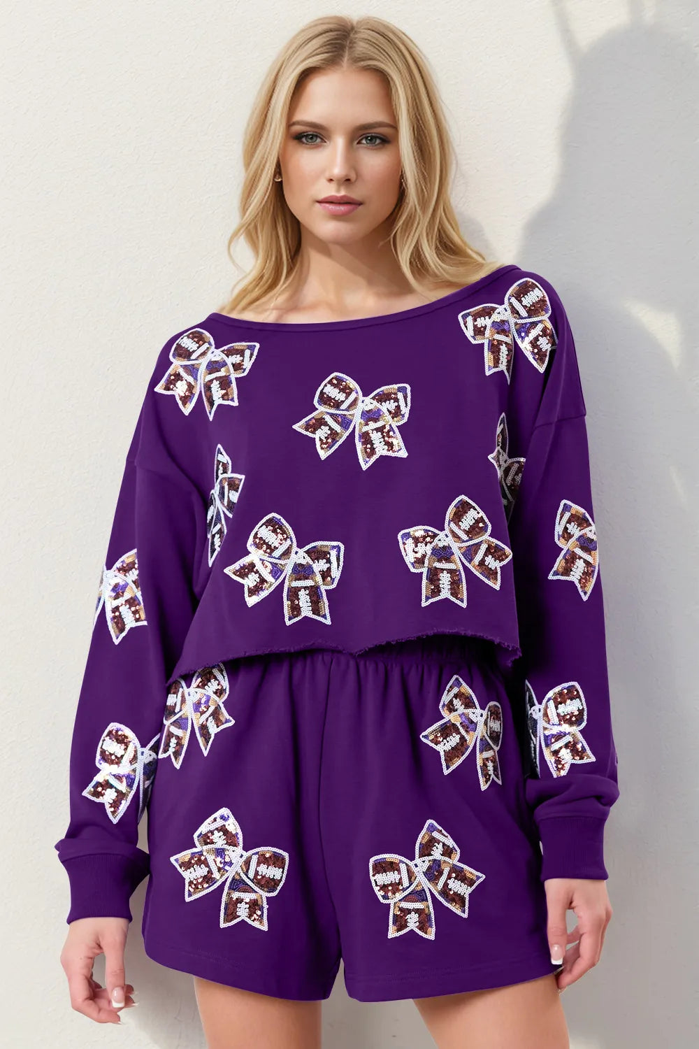 Women’s party wear sequin cropped top and shorts set