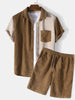 Fashoner men’s plus size color block shirt and shorts set