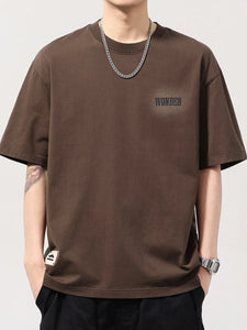 Fashoner men’s plus size letter back round neck t-shirt