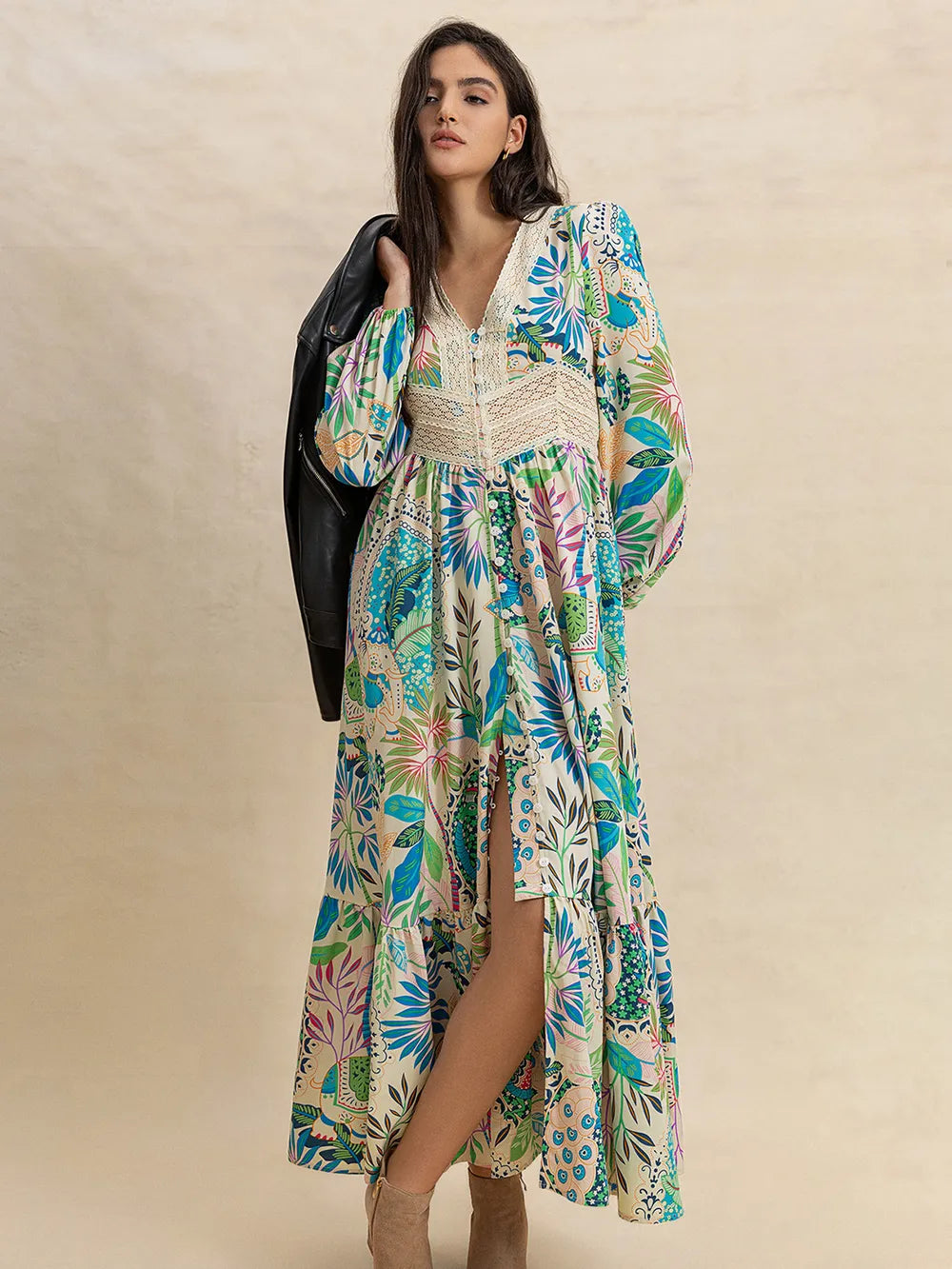 Women’s long sleeve slit dress by Fashoner