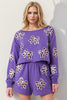 Fashoner sequin bow cropped top and shorts set for women