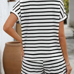 Casual matching striped top and shorts for women