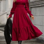 Fashoner surplice long sleeve tiered midi dress