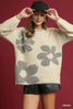 fashoner Umgee Floral Jacquard Knit Sweater front view – women’s oversized pullover