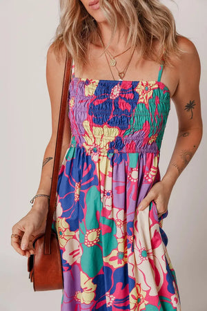 Flowing Floral Print Loose Maxi Dress for Women
