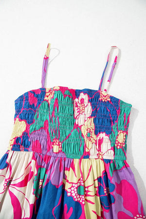 Imported Floral Print Spaghetti Strap Maxi Dress