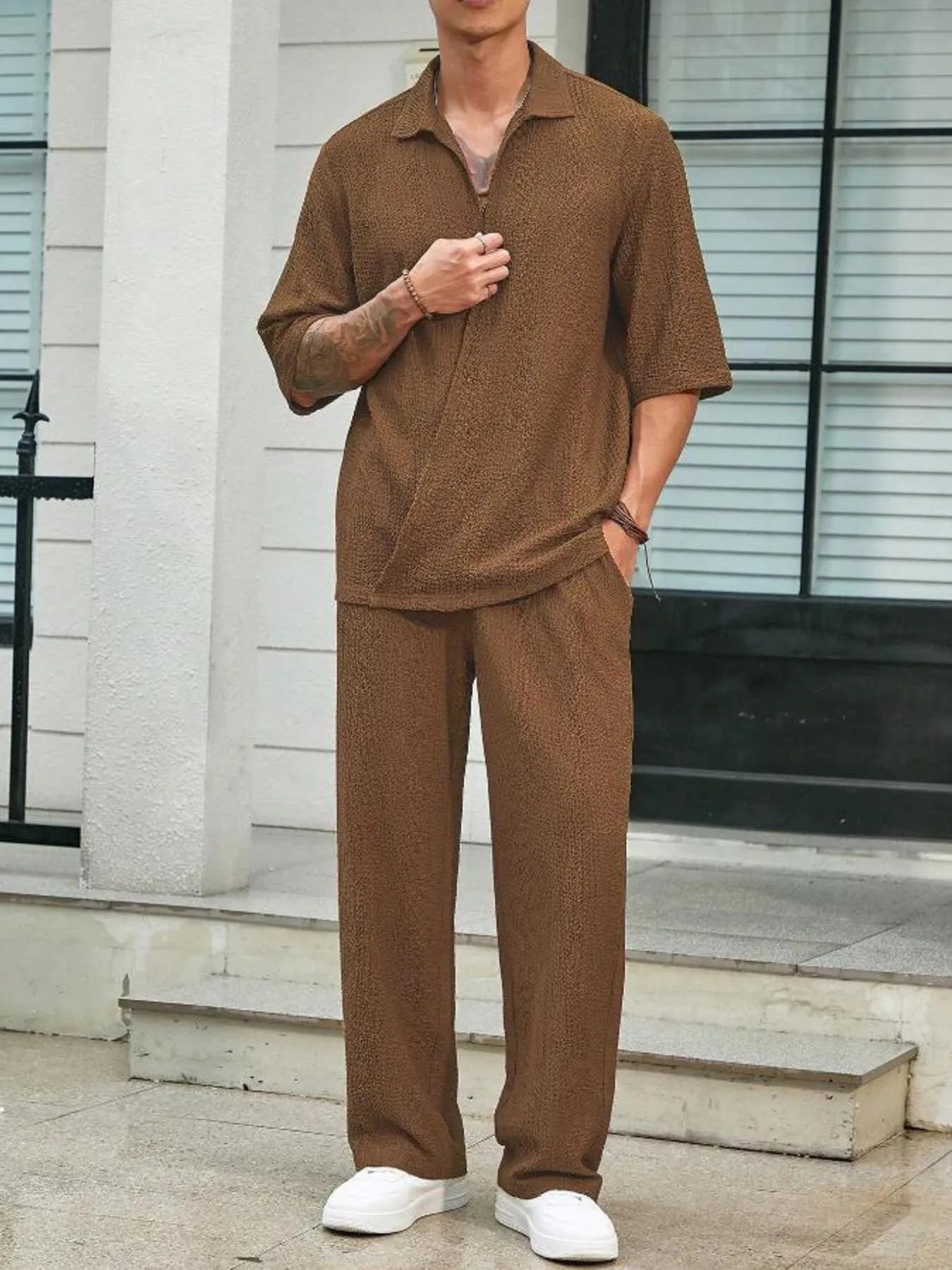 Lightweight Plus Size Men’s Two-Piece Loungewear Set