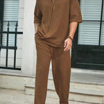 Men’s Plus Size Half Sleeve Top and Pants Set Front View