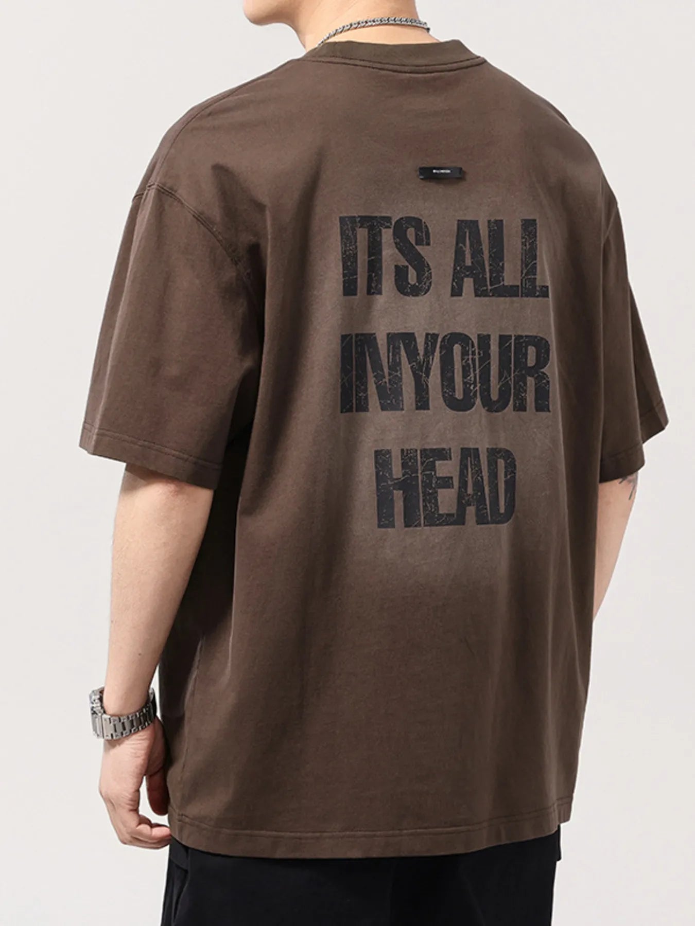 Casual cotton spandex t-shirt with back print
