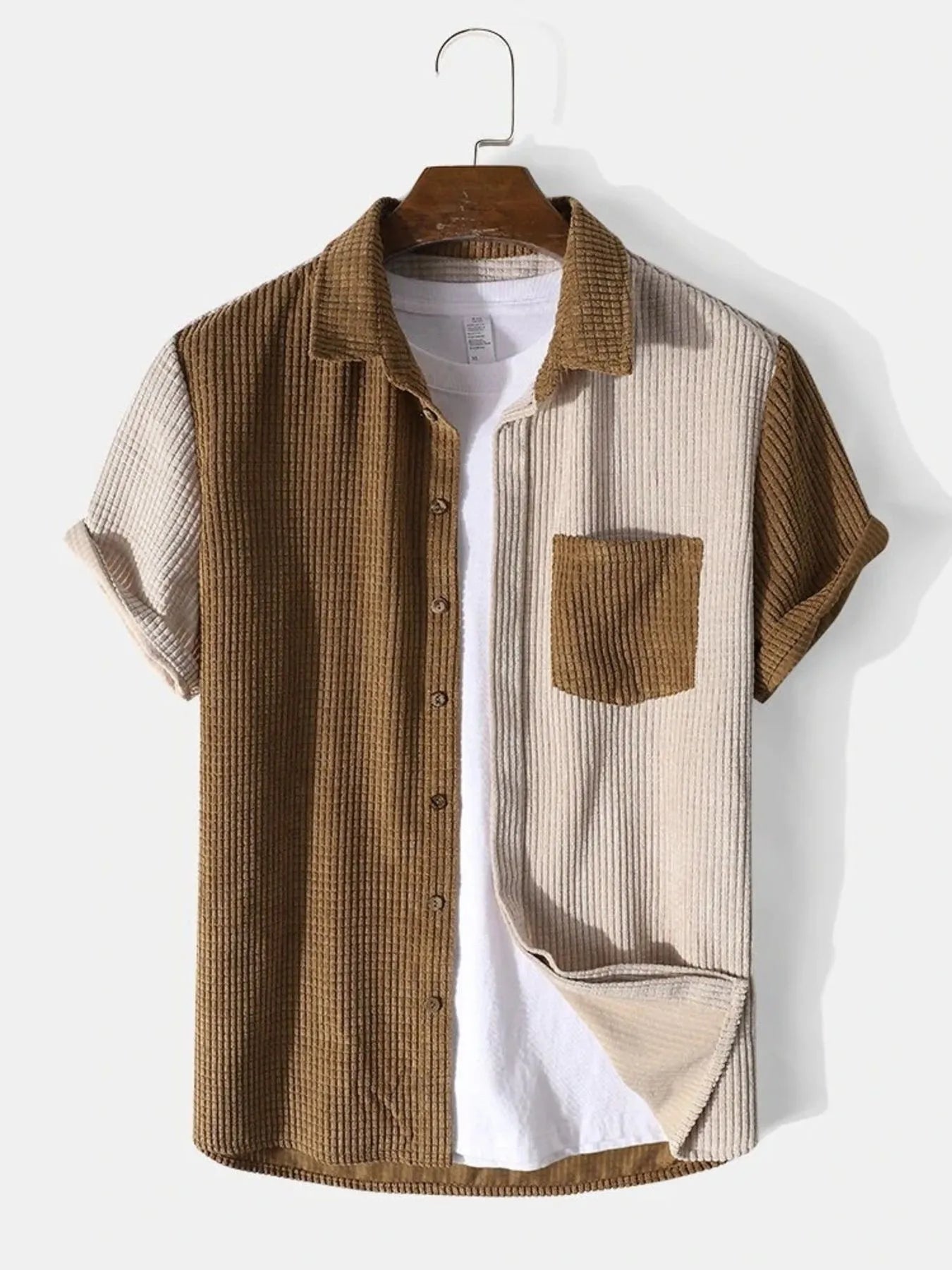 Two-piece men’s cotton outfit with button-up shirt