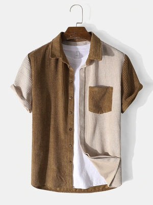 Two-piece men’s cotton outfit with button-up shirt