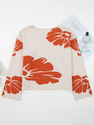 Oversized Floral Sweater for Casual Wear