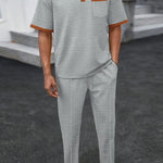 Plus Size Men’s Two-Piece Waffle-Knit Loungewear Set