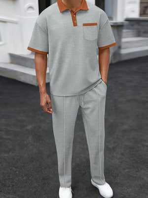 Plus Size Men’s Two-Piece Waffle-Knit Loungewear Set