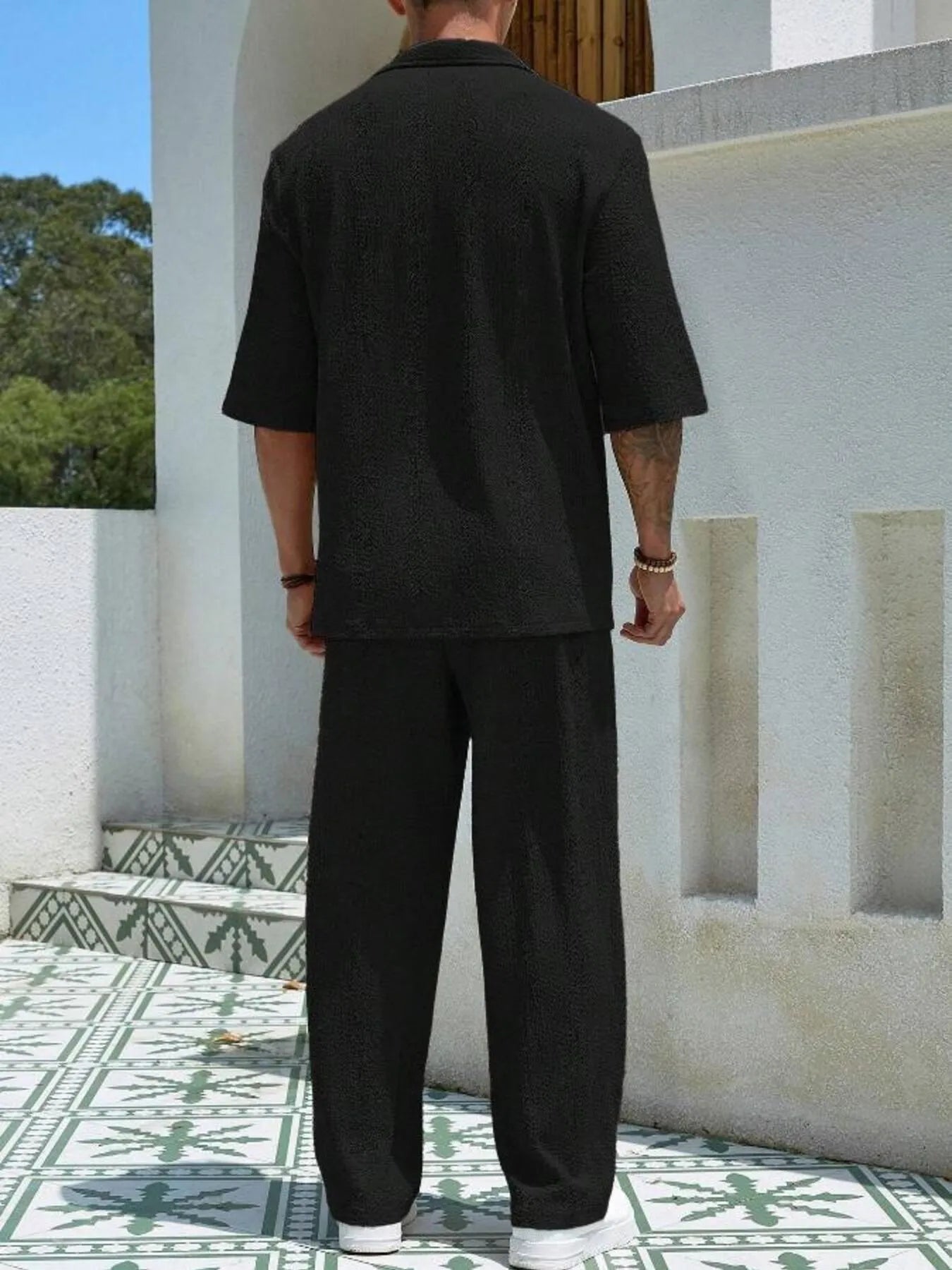 Relaxed Fit Men’s Half Sleeve Top & Pants Set