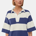 Women’s Color Block Johnny Collar Cotton Top