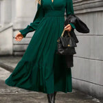 Lightweight 100% polyester surplice midi dress