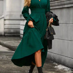 Opaque surplice women’s midi dress outfit