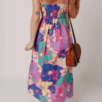 Women’s Summer Floral Maxi Dress with Smocked Bodice